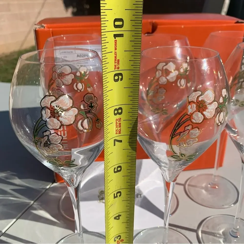 Perrier Jouet Verre Belle Epoque Hand Painted Animone Grand Champagne 6pc Set